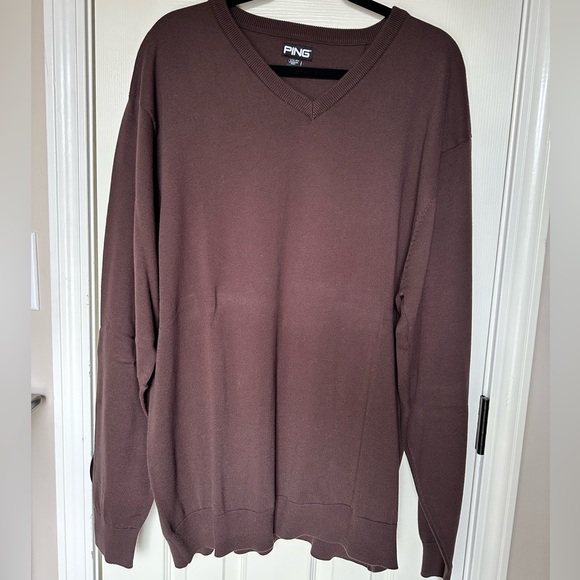 PING Golf Chocolate Brown V Neck Sweater XXL - Picture 1 of 8